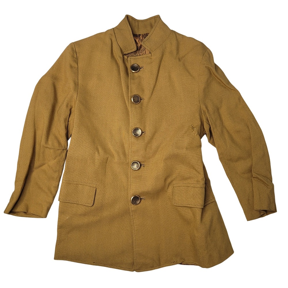 Vintage Santone Boys Nehru Jacket Mustard Gold 1960s Mod Blazer Size 4 5